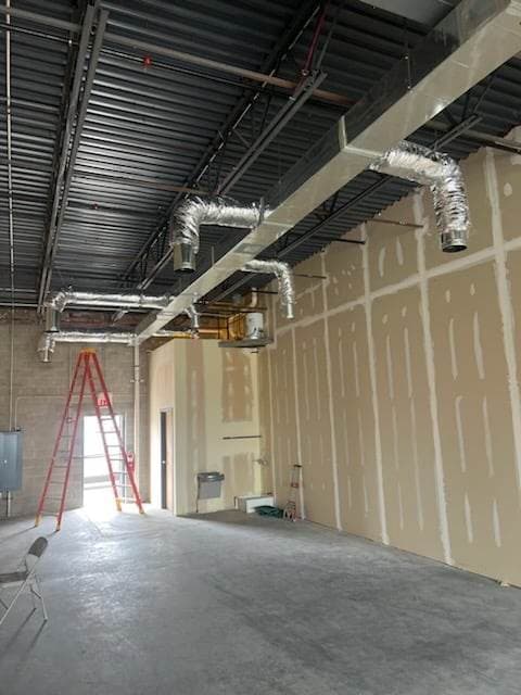 Custom sheet-metal ductwork fabricated and installed by American Mechanical Works