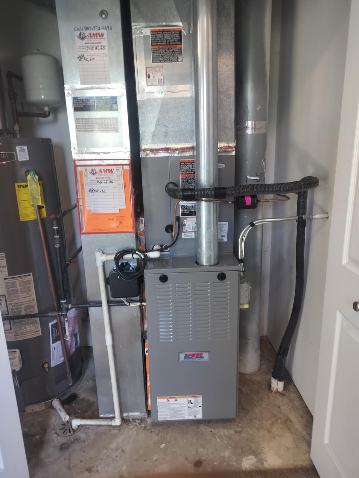 High-efficiency furnace and coil installation by American Mechanical Works in Glenview, IL